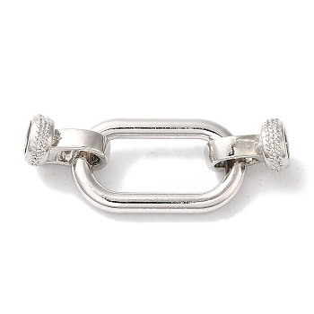 Rectangle Rack Plating Brass Fold Over Clasps, Long-lasting Plated, Lead Free & Cadmium Free, Platinum, 39mm, Hole: 5mm