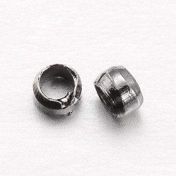 Rondelle Brass Crimp Beads, Gunmetal, 2x1mm, Hole: 1mm, about 10000pcs/100g