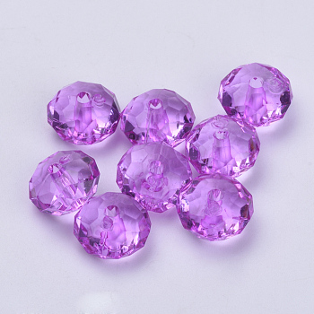 Transparent Acrylic Beads, Faceted, Rondelle, Dark Violet, 8x5mm, Hole: 1.4mm, about 2700pcs/500g