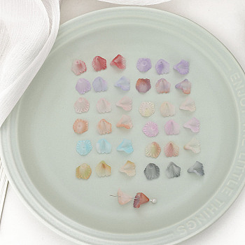 Opaque Acrylic Beads, Frosted Gradient, Flower, Mixed Color, 9.8x12.5x13.6mm, Hole: 1.4mm, about 1700pcs/500g