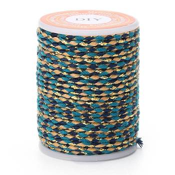 4-Ply Polycotton Cord Metallic Cord, Handmade Macrame Cotton Rope, for String Wall Hangings Plant Hanger, DIY Craft String Knitting, Cadet Blue, 1.5mm, about 4.3 yards(4m)/roll