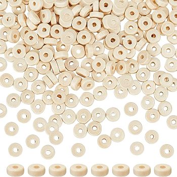 Wood Beads, Undyed, Donut, Cornsilk, 8x3mm, Hole: 2.5mm, 1000pcs/bag