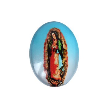 Printed Glass Oval Cabochons, the Virgin Theme, Colorful, 30x20x6mm