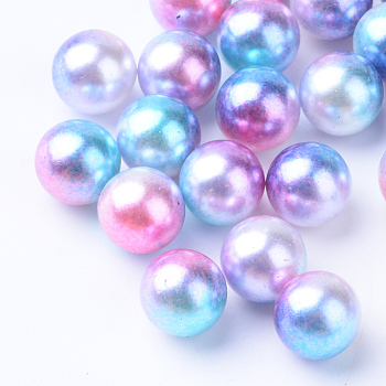 Rainbow Acrylic Imitation Pearl Beads, Gradient Mermaid Pearl Beads, No Hole, Round, Deep Sky Blue, 10mm, about 1000pcs/500g