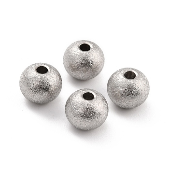 201 Stainless Steel Beads, Round, Stainless Steel Color, 8x6.5mm, Hole: 2mm
