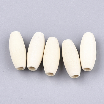 Unfinished Natural Wooden Beads, Long Oval Wood Beads, Oval, Old Lace, 24.5x9.5~10mm, Hole: 3.5~4mm