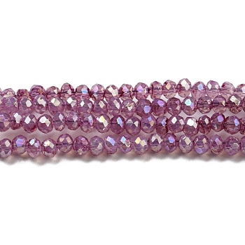 Transparent Baking Painted Glass Beads Strands, AB Color, Faceted, Round, Old Rose, 2.5x2mm, Hole: 0.7mm, about 148~152pcs/strand, 12.05~12.36 inch(30.6~31.4cm)