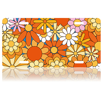Aluminum Alloy Decoration Frame, for Licence Plate, Rectangle, Flower, 150x300x8mm