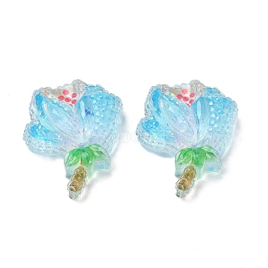 Blue Flower Epoxy Resin Cabochons