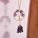 Wire Wrapped Chips Natural Amethyst Big Pendant Decorations(HJEW-SZ0001-27E)-6