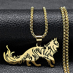 304 Stainless Steel Cat Shape Pendant Box Chain Necklaces, Golden, 23.62 inch(60cm)(FS-WG421D8-01)
