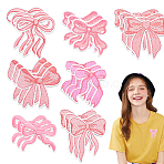 14Pcs 7 Styles Computerized Embroidery Cloth Iron on/Sew on Patches, Costume Accessories, Appliques, Bowknot, Pink, 40~66x48~65x1.5mm, 2pcs/style(PATC-GA0001-76)