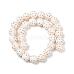 Baking Paint Glass Beads Strands, Hand Painted Beads, with Enamel, Round, White, 11~11.5x12~12.5x12~12.5mm, Hole: 1.7mm(LAMP-TAC0010-08)
