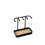 PP Necklace Display Stands with Wooden Tray, Jewelry Displays for Necklaces, Rings, Bracelets, Black, 20x10x19cm(PW-WG356B9-02)