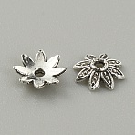 Tibetan Style Alloy Bead Cap, Flower, Multi-Petal, Antique Silver, 7.5x2mm, Hole: 1mm, 50pcs/bag(FIND-CJC0004-41AS-04)