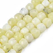 Natural Quartz Beads Strands, Dyed, Faceted, Cube, Light Yellow, 5.5x6x6mm, Hole: 1mm, about 61~62pcs/Strand, 12.99 inch~13.19 inch(33cm~33.5cm)(G-S359-376H)