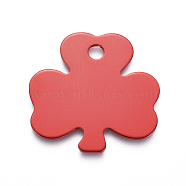 Aluminum Pendants, Stamping Blank Tag, Clover, Red, 32.5x32.5x1mm, Hole: 4mm(ALUM-I002-02I)