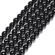 Gemstone Beads Strands, Black Onyx, Natural Faceted(128 Facets) Round, Dyed & Heated, 12mm, hole: 1mm, 15 inch(G-G873-12MM)