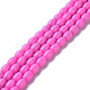 Baking Painted Drawbench Glass Bead Strands, Oval, Fuchsia, 8x6mm, Hole: 1mm, about 96pcs/strand, 31.89 inch(81cm)(GLAD-XCP0001-02)