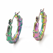 Ion Plating(IP) 304 Stainless Steel Chunky Hoop Earrings for Women, Rainbow Color, 22x3.5mm, Pin: 0.7mm(EJEW-F283-06MC)
