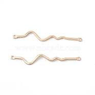 Rack Plating Brass Connector Charms, Long-Lasting Plated, Cadmium Free & Lead Free, Curve, Real 14K Gold Plated, 40x5.5x1mm, Hole: 1.2mm(KK-G433-12G)