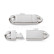 304 Stainless Steel Bayonet Clasps, Rectangle, Stainless Steel Color, 28.5x10x4mm, Hole: 4x3mm(STAS-M325-16P)
