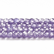 Cubic Zirconia Bead Strands, Faceted Rondelle, Medium Purple, 3x2mm, Hole: 0.6mm, about 164~172pcs/strand, 14.57~14.88 inch(37~37.8cm)(ZIRC-G001-01H)