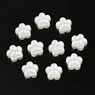 ABS Plastic Imitation Pearl Beads, Flower, Creamy White, 8.5x8.5x4mm, Hole: 1.8mm(X-OACR-S020-14)