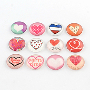 Half Round/Dome Heart Pattern Glass Flatback Cabochons for DIY Projects, Mixed Color, 10x3.5mm(GGLA-Q037-10mm-47)