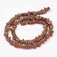 Electroplate Non-magnetic Synthetic Hematite Beads Strands, Frosted, Nuggets, Coffee Plated, 4~6x4~6x3mm, Hole: 0.8mm, about 135pcs/strand, 16.34 inch(41.5cm)(G-P367-H-10)