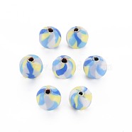 Handmade Polymer Clay Beads, for DIY Jewelry Crafts Supplies, Round, Sky Blue, 8.5~9x8mm, Hole: 1.8mm(CLAY-N008-054A-08)