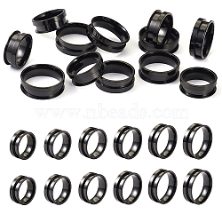 12Pcs 6 Size 201 Stainless Steel Grooved Finger Ring Settings, Ring Core Blank, for Inlay Ring Jewelry Making, Gunmetal, Inner Diameter: 17.3~22mm, 2Pcs/size(STAS-TA0002-15B)