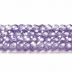 Cubic Zirconia Bead Strands, Faceted Rondelle, Medium Purple, 3x2mm, Hole: 0.6mm, about 164~172pcs/strand, 14.57~14.88 inch(37~37.8cm)(ZIRC-G001-01H)
