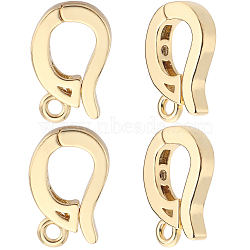 5Pcs Rack Plating Brass Cubic Zirconia Enhancer Shortener Bails, Hinged Pendant Bails, with Loop, Cadmium Free & Lead Free, Long-Lasting Plated, Real 18K Gold Plated, 12x10x2.5mm, Hole: 1mm(ZIRC-BBC0002-08)