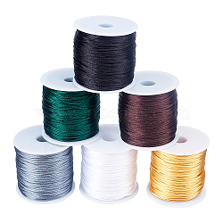 Nylon Thread, Rattail Satin Cord, Mixed Color, about 1mm, about 75m/roll, 6 colors, 1roll/color, 6rolls(NWIR-PH0001-57)