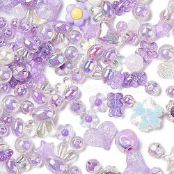Acrylic Beads, Mixed Shapes, Lilac, 7~36.5x7~36.5x5.5~36.5mm, Hole: 1.8~4.5mm, about 299Pcs/500G(MACR-M040-01C)