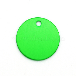 Colored Aluminum Pendants, Laser Cut, Double Sided Dog Pet Name Phone Number ID Tag Charm, Flat Round, Spring Green, 30x1mm, Hole: 3.5mm(ALUM-S018-JA633-5)