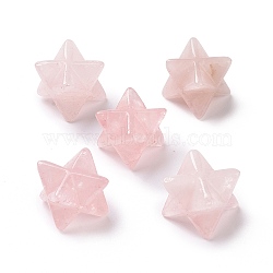 Natural Rose Quartz Beads, No Hole, Carved, Merkaba Star, 12.5x12.5x12.5mm(G-A205-01K)