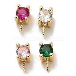 Brass Micro Pave Cubic Zirconia Peg Bails, Long-Lasting Plated, Cadmium Free & Lead Free, Real 18K Gold Plated, Mixed Color, 8x4x5mm, Hole: 2mm, Pin: 0.8mm(KK-S397-02E)