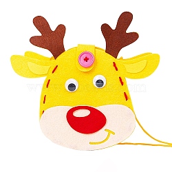DIY Non-woven Christmas Theme Bag Kits, including Fabric, Needle, Cord, Deer(DIY-Q031-01F)
