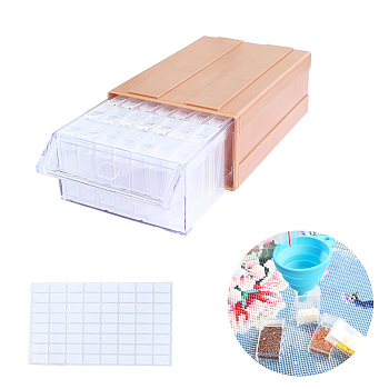 Diamond Painting Storage Stackable Bead Organizer Drawers, with 35 Slots Rectangle Individual Containers, Silicone Funnel and Writable Stickers, Dark Salmon, 182x110x60mm