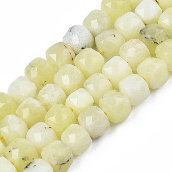 Natural Quartz Beads Strands, Dyed, Faceted, Cube, Light Yellow, 5.5x6x6mm, Hole: 1mm, about 61~62pcs/Strand, 12.99 inch~13.19 inch(33cm~33.5cm)