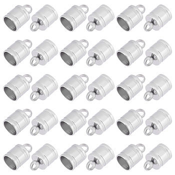50Pcs 304 Stainless Steel Cord Ends, Column, Stainless Steel Color, 11x7mm, Hole: 3mm, Inner Diameter: 6mm