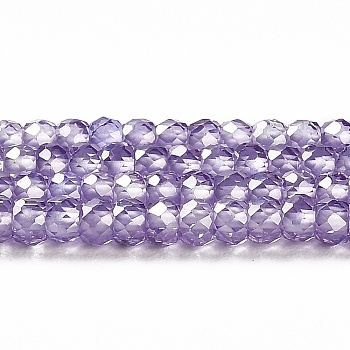 Cubic Zirconia Bead Strands, Faceted Rondelle, Medium Purple, 3x2mm, Hole: 0.6mm, about 164~172pcs/strand, 14.57~14.88 inch(37~37.8cm)