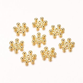 Zinc Alloy Beads Spacers, Cadmium Free & Lead Free, with One Hole, Snowflake, Golden, 10x2.5mm, Hole: 1.5mm