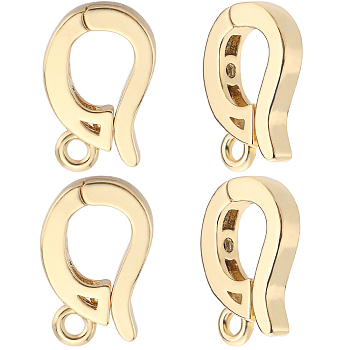 5Pcs Rack Plating Brass Cubic Zirconia Enhancer Shortener Bails, Hinged Pendant Bails, with Loop, Cadmium Free & Lead Free, Long-Lasting Plated, Real 18K Gold Plated, 12x10x2.5mm, Hole: 1mm
