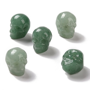 Natural Green Aventurine Beads, Halloween Skull, 11~11.5x8.5~9x11~11.5mm, Hole: 0.9~1mm