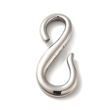 304 Stainless Steel S-Hook Clasps, Stainless Steel Color, 28.5x13x3.5mm