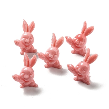 Opaque Resin Home Display Decorations, 3D Rabbit with Carrot, Light Coral, 11.5x15.5x20.5mm