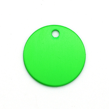 Colored Aluminum Pendants, Laser Cut, Double Sided Dog Pet Name Phone Number ID Tag Charm, Flat Round, Spring Green, 30x1mm, Hole: 3.5mm